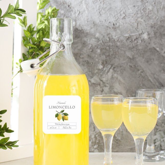 Trendy Lemon Event Wedding Limoncello Quadratischer Aufkleber (Von Creator hochgeladen)