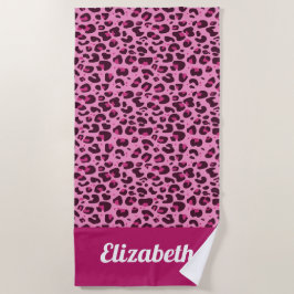 Trendy leopard bedruckt pink mit name strandtuch