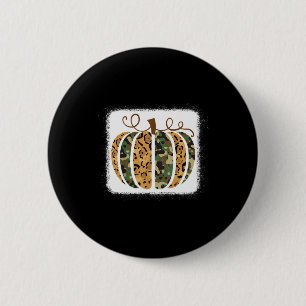 Trendy Leopard Camouflage Pumpkin Animal Print Che Button