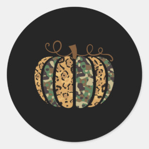 Trendy Leopard Camouflage Pumpkin Animal Print Che Runder Aufkleber