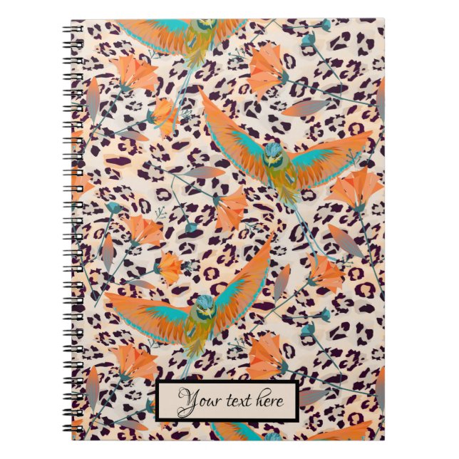 Trendy leopard print, Paradiesvögel, orange Notizblock (Vorderseite)