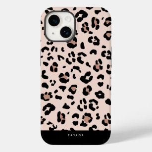 Trendy Leopard Print und Personalisierter Name Case-Mate iPhone 14 Hülle