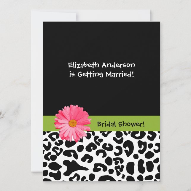 Trendy Leopard Print und Pink Daisy Brautparty Einladung (Vorderseite)