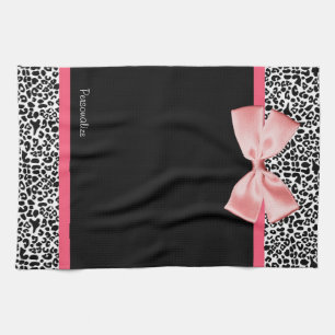 Trendy Leopard Print und rosa Band mit Namen Handtuch