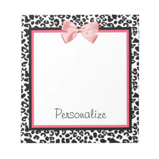 Trendy Leopard Print und rosa Band mit Namen Notizblock