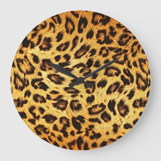 Trendy Leopard: Skin Design Pattern. Große Wanduhr (Vorderseite)