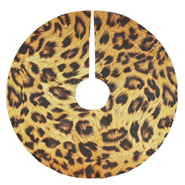 Trendy Leopard: Skin Design Pattern. Polyester Weihnachtsbaumdecke (Vorderseite)