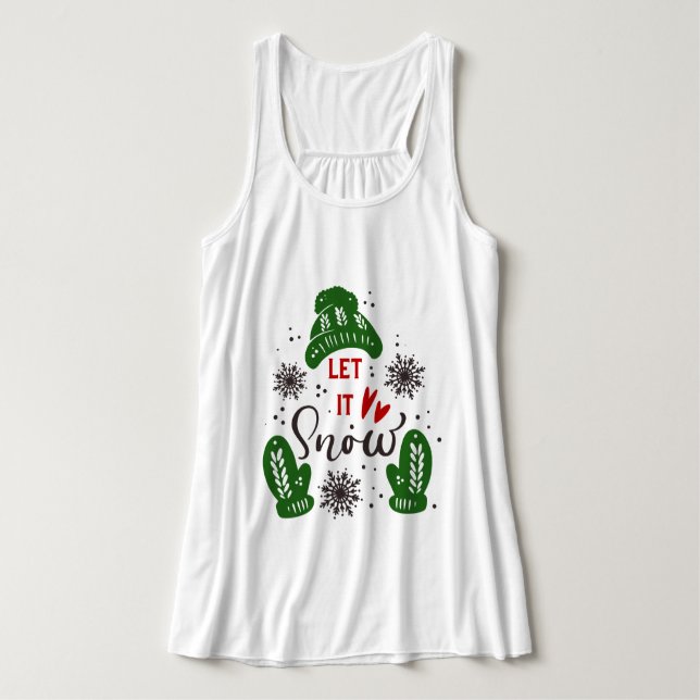 Trendy Let it Snow Weihnachts Zitat T - Shirt (Design Vorderseite)