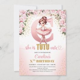 Trendy Letter C monogram ballerina Mädchen Geburts Einladung
