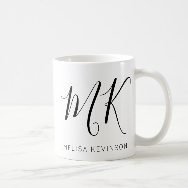 Trendy Letter Initial mit Name-Tasse Kaffeetasse (Rechts)