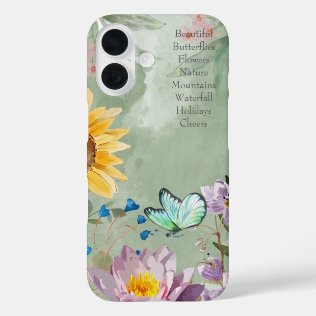 Trendy lettering Watercolor botanical Greenery art iPhone 16 Hülle (Rückseite)