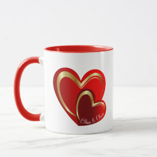 Trendy Liebe Red Hearts Personalisiert Wedding Ges Tasse
