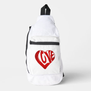 Trendy Liebe Typografie rot-weiß Crossbody Bag