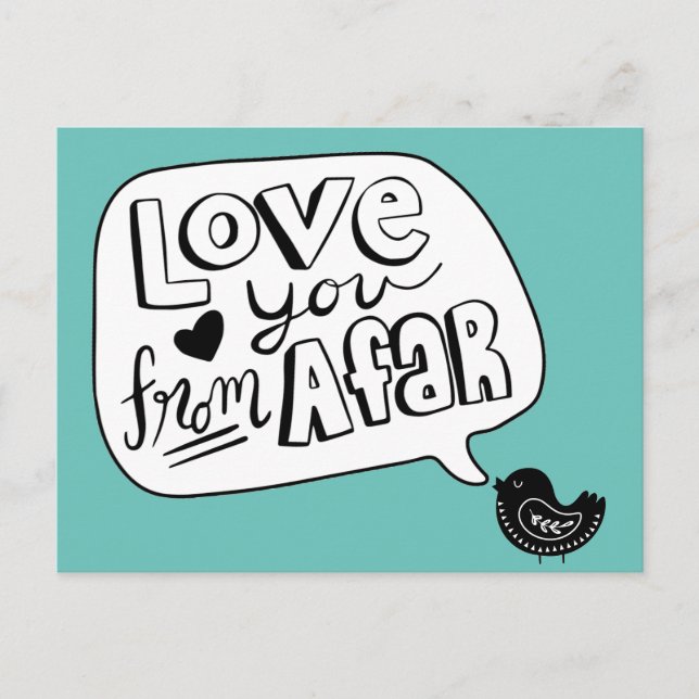 Trendy Liebe von Afar Scandinavian Bird Postkarte (Vorderseite)