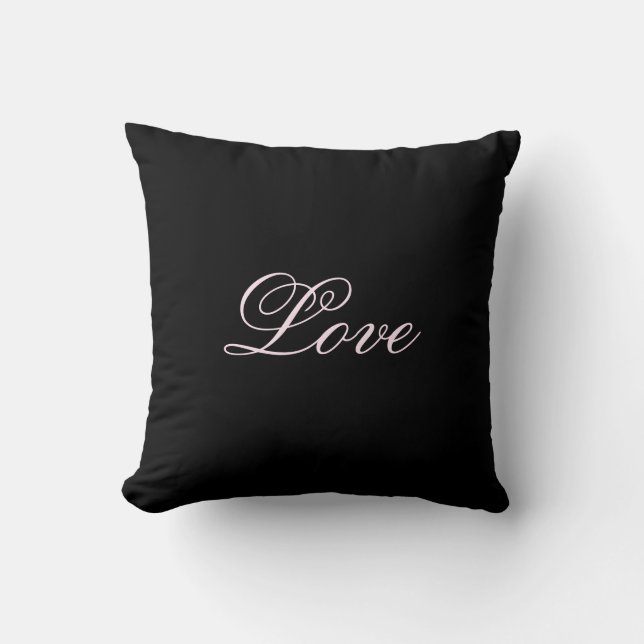 Trendy Liebe Wedding Calligraphy Script Black Kissen (Vorderseite)