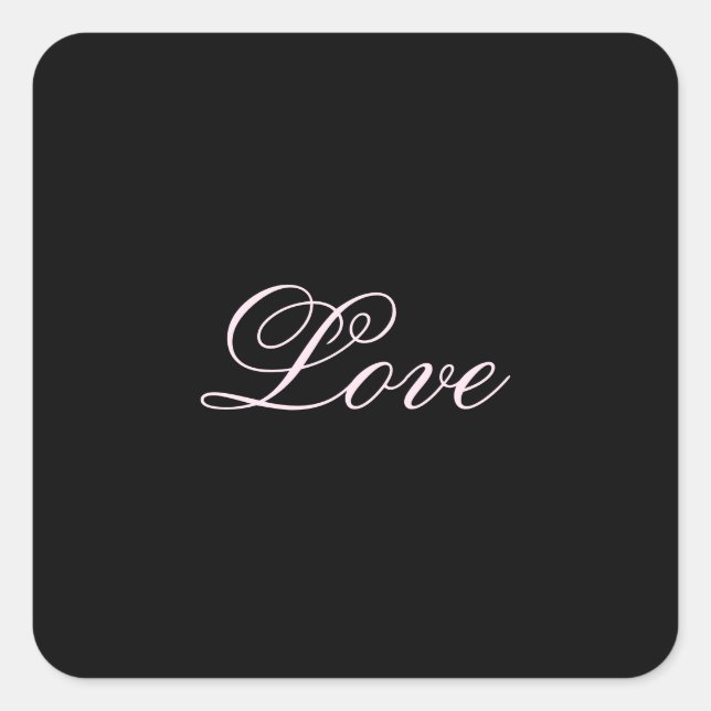 Trendy Liebe Wedding Calligraphy Script Black Quadratischer Aufkleber (Vorderseite)