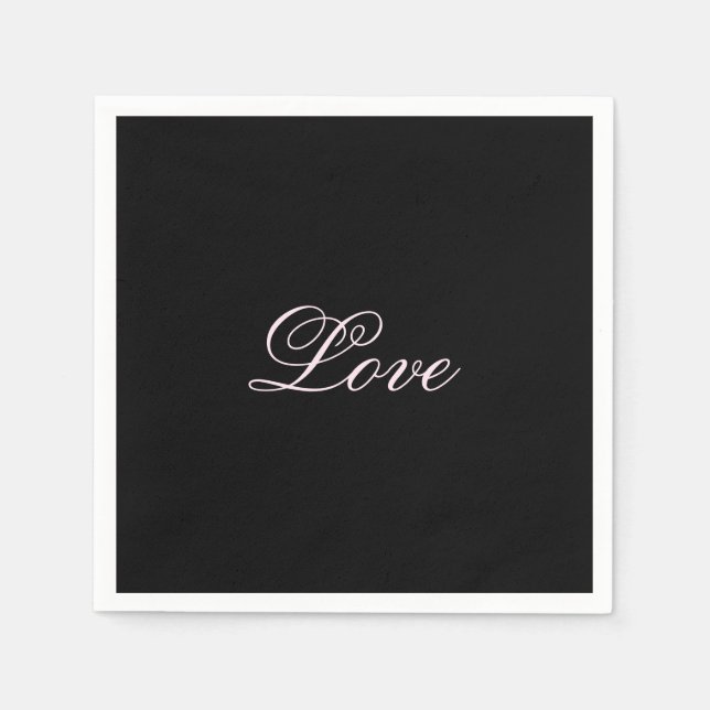 Trendy Liebe Wedding Calligraphy Script Black Serviette (Vorderseite)