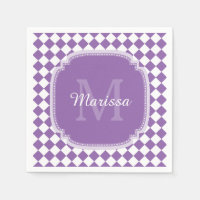 Trendy Light Lila Checked Mit Monogramm Name