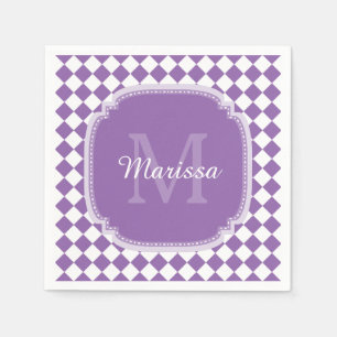 Trendy Light Lila Checked Mit Monogramm Name Serviette