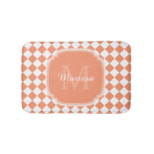 Trendy Light Orange Checkter Mit Monogramm Name