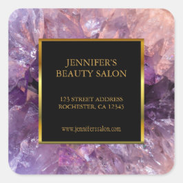 Trendy lila Amethyste beruflich Labels Quadratischer Aufkleber