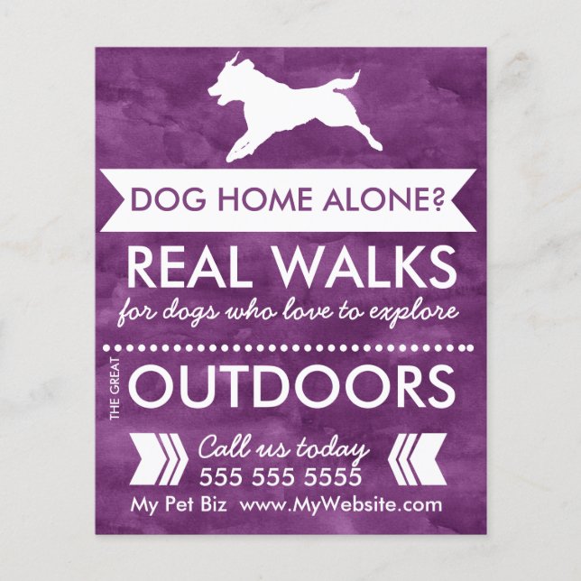 Trendy Lila Dog Silhouette Dog Walker Flyer (Vorne)