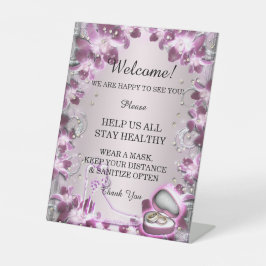 Trendy Lila Floral Chic Hochzeitssicherheit Sockelschild