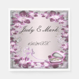 Trendy Lila Floral Chic Paper Napkins Serviette