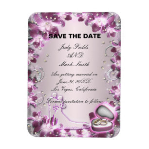 Trendy Lila floral Chic Save the Date Magnet