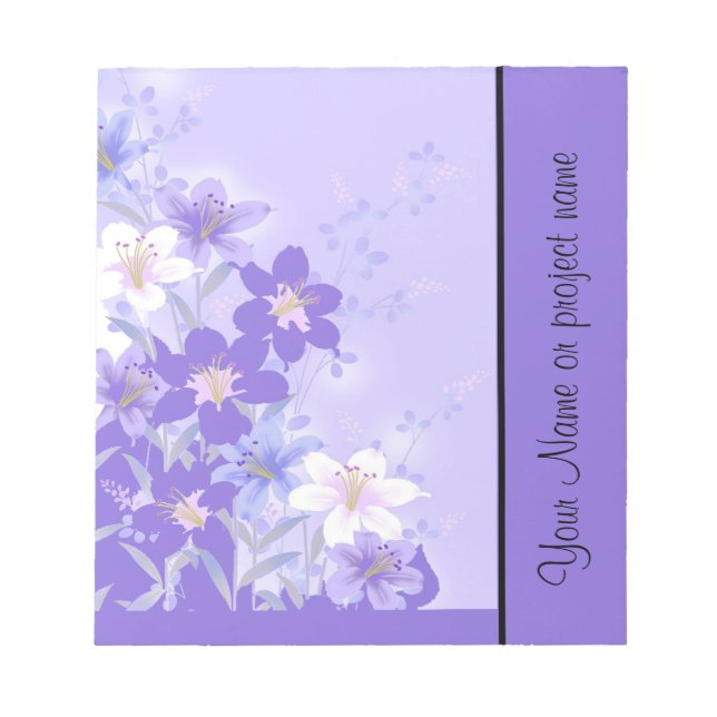 Trendy Lila Floral Notebook Template Notizblock (Vorderseite)