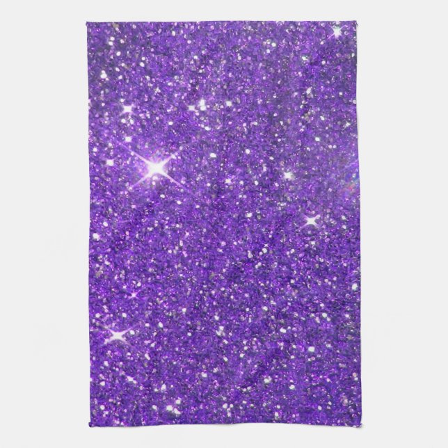 Trendy lila funkelnder GlitzerGlitz Küchentuch (Vertikal)