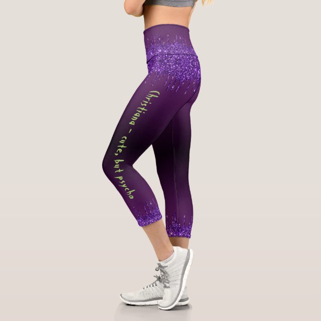 Trendy lila glam tropfen Halloween Thema Custom Capri Leggings (Links)