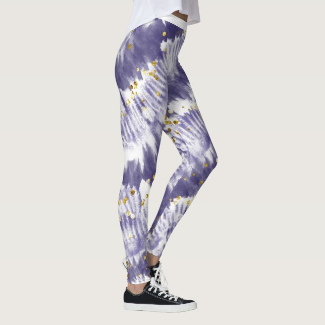 Trendy Lila Glitzer Gefärbte Krawatte Leggings (Rechts)