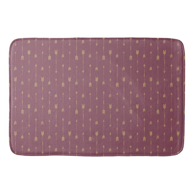 Trendy Lila & Gold Boho Arrows Badematte (Vorderseite)