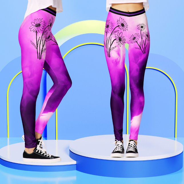 Trendy Lila Lilac Floral Daisy Krawatte Färbung Fr Leggings (Von Creator hochgeladen)