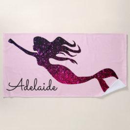 Trendy Lila Mermaid Silhouette | Personalisiert Strandtuch