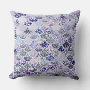 Trendy Lila Ombre Glitzer Mermaid Fischskala Kissen
