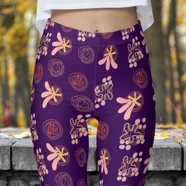 Trendy Lila Pattern Leggings (Dark Purple Pattern Leggings)