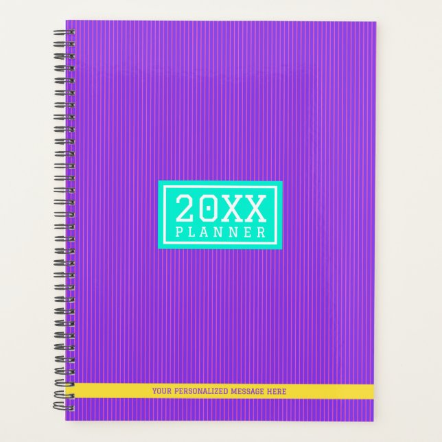 Trendy Lila Personalisiert Name & Monogram Planner Planer (Vorderseite)
