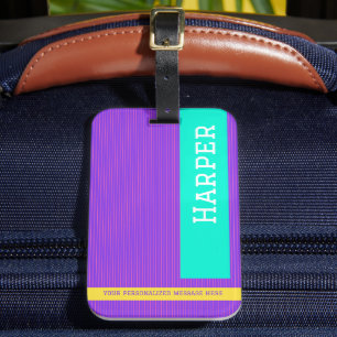 Trendy Lila Personalisierter Name Gepäckanhänger