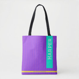 Trendy Lila Personalisierter Name und Monogramm Tasche