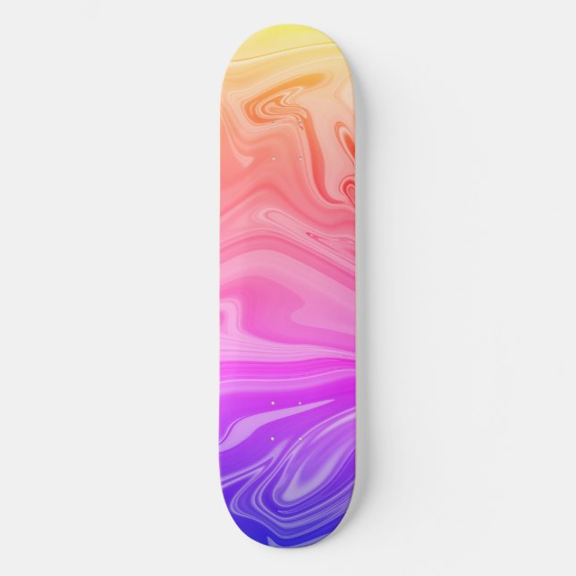 Trendy Lila Red Yellow Abstrakt Skateboard (Vorderseite)