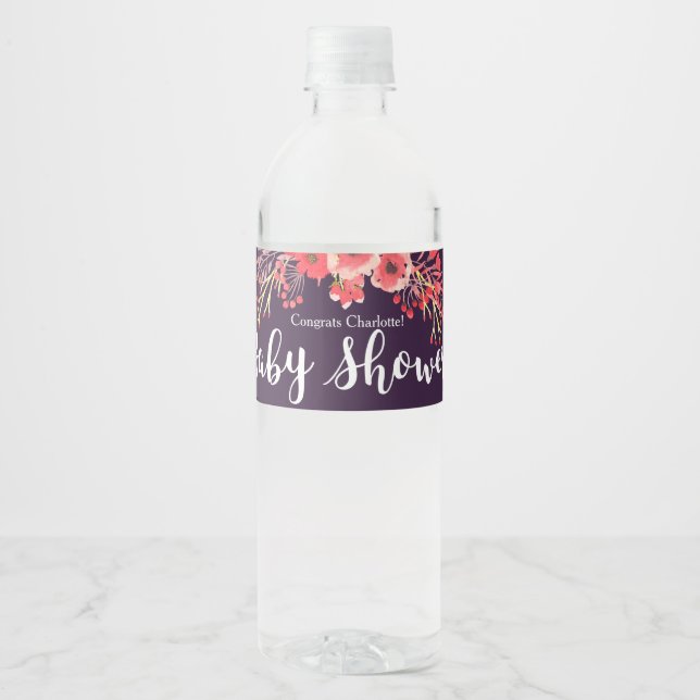 Trendy Lila Watercolor Blume Kinderdusche (Vorderseite)