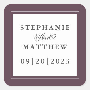 Trendy Lila Wedding Elegante Kalligrafie Chic Quadratischer Aufkleber