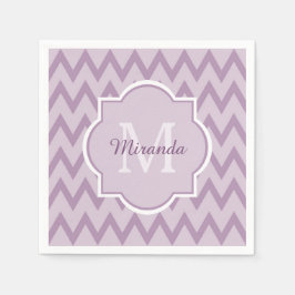 Trendy Lila Zickzack Zigzag Name und Monogram Serviette