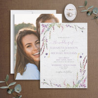 Trendy Lilac Lavender Floral Foto Garden Wedding