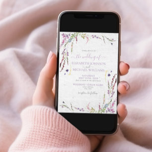 Trendy Lilac Lavender Floral Foto Garden Wedding Einladung