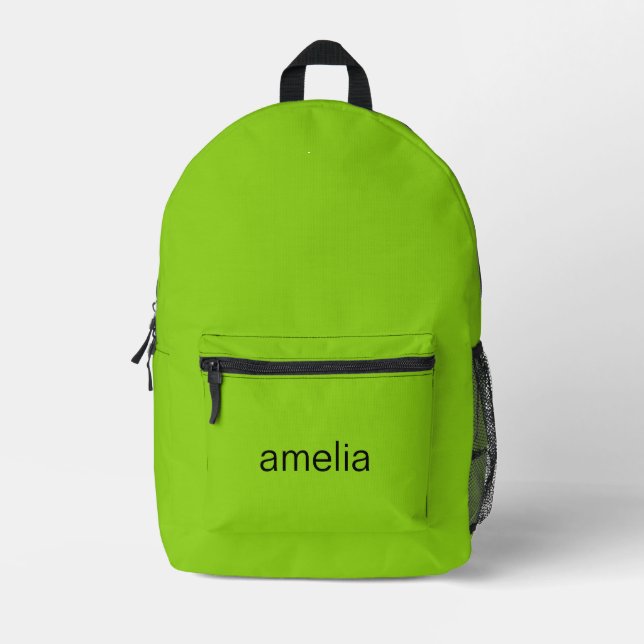 Trendy Lime Green Personalisiert Bedruckter Rucksack (Vorderseite)