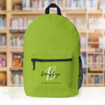 Trendy Lime Green Schwarz-weiß Monogram Name