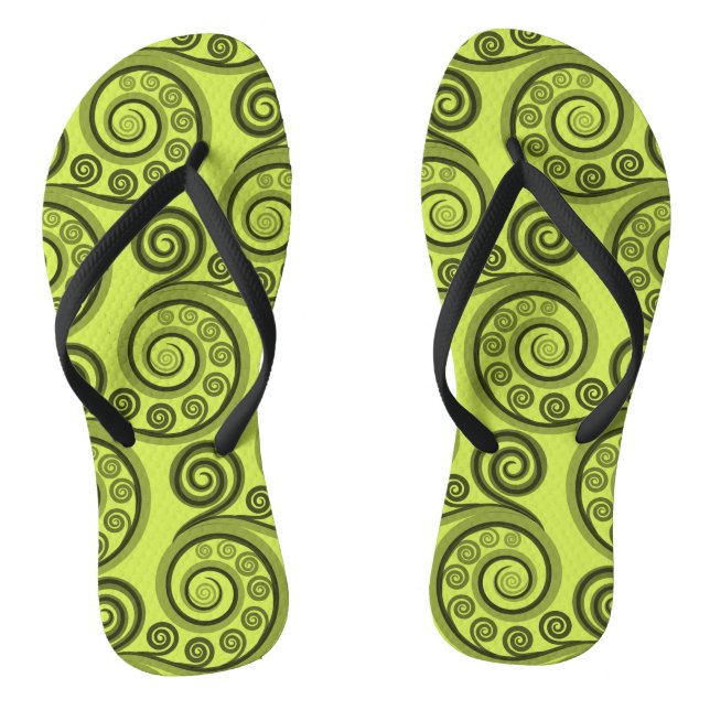 Trendy Limon-Green Koru Fern Blätter Flip Flops (Fußbett)